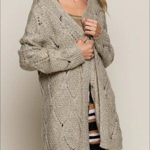 Pol l, Openfront Cardigan, L-XL heather gray